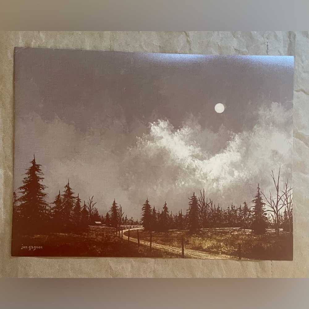 NWT Vintage Jon Gagnon Art Print Cabin In The Woods Landscape